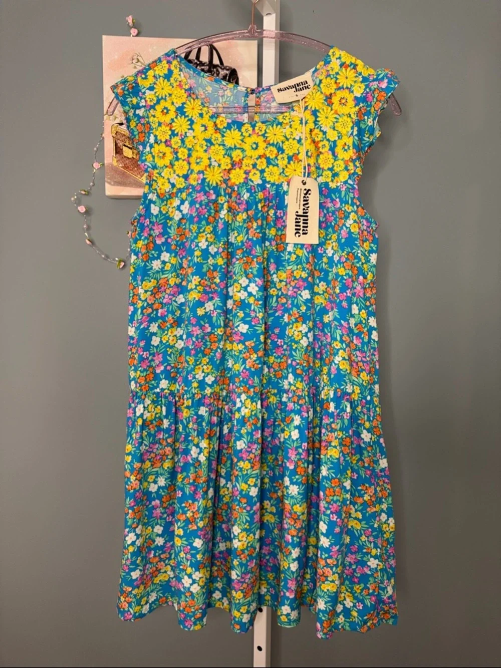 154 • Savanna Jane Embroidered Blue & Yellow Floral Sundress - Picture 2 of 7
